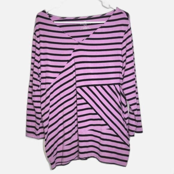 Talbots Purple Striped Stretch Top 1X - Picture 1 of 8